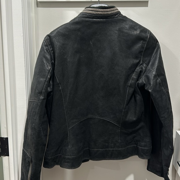 Leather thinsulate lined leather jacket black distressed leather - Picture 4 of 11